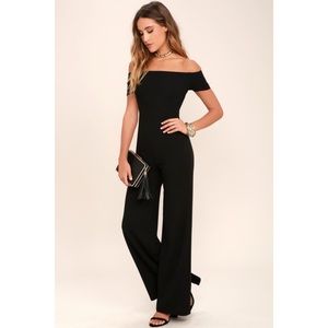Lulus Alleyoop Black Off-the-Shoulder Jumpsuit